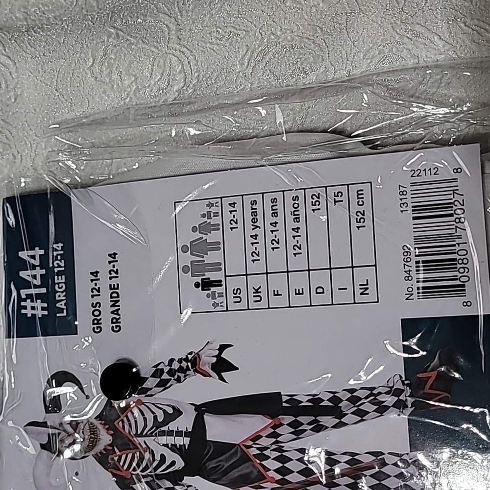 Kids Sinister Jester Halloween Costume Size Large - Picture 9 of 9
